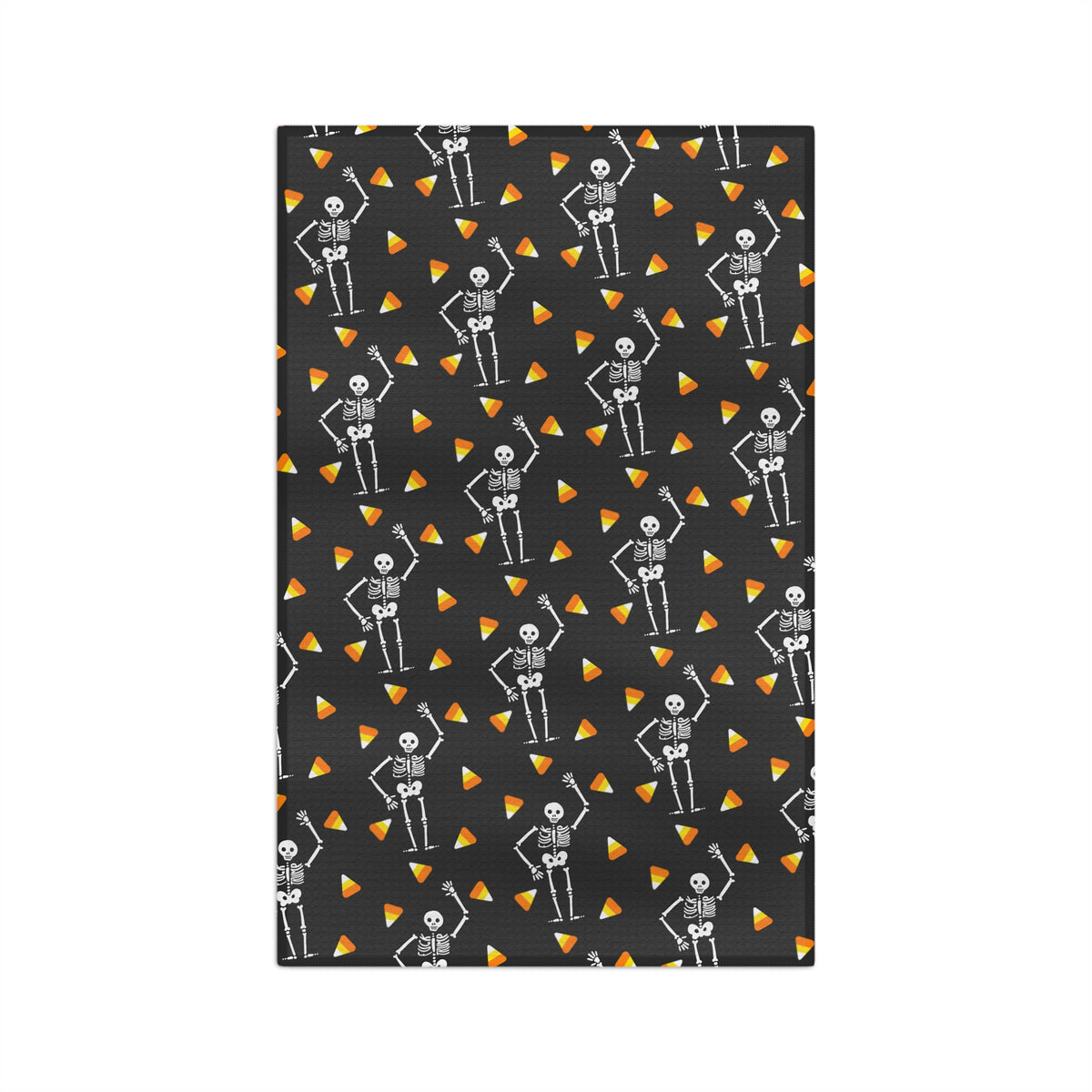 Halloween Skeleton & Candy Corn Microfiber Tea Towel Grey