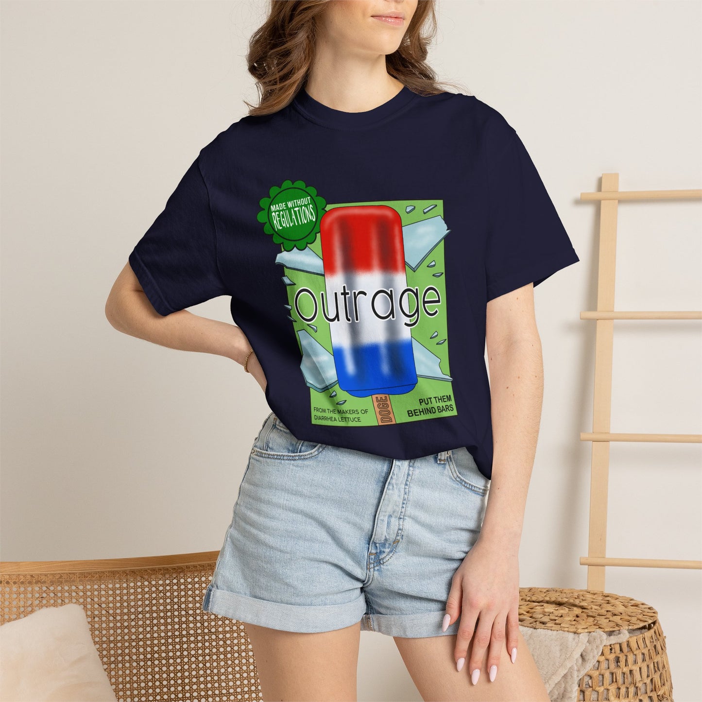 Outrage Glass Popsicle Graphic T-Shirt Patriot Pop Art Tee