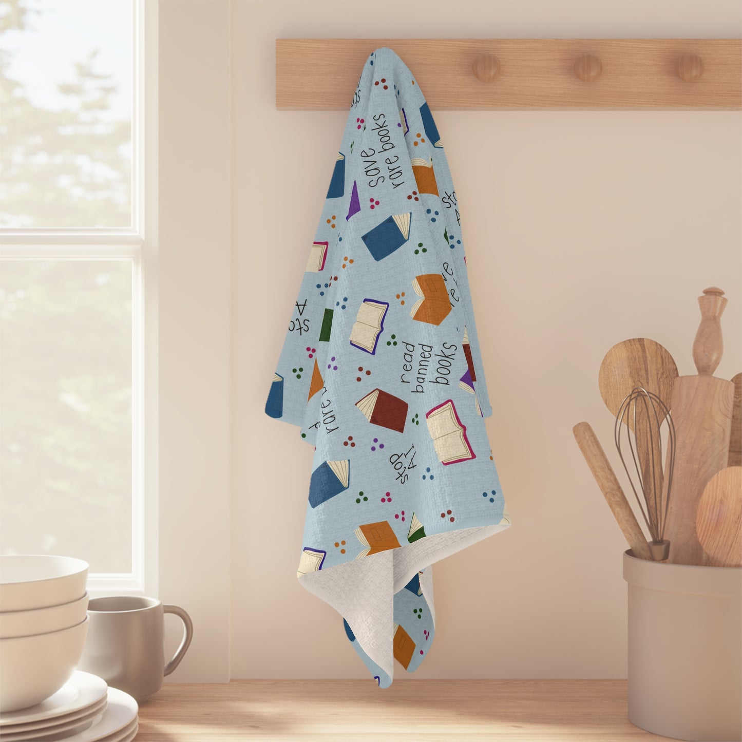 Book Lover Tea Towel Save Rare Books Read Banned Books Stop Ai Patterned Microfiber Towel