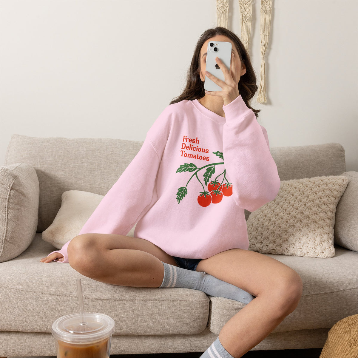Tomato Crewneck Sweatshirt “Fresh Delicious Tomatoes” Vintage Farm Graphic
