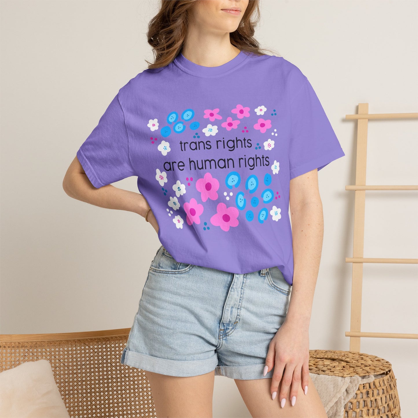 trans rights are human rights T-shirt | floral trans pride design