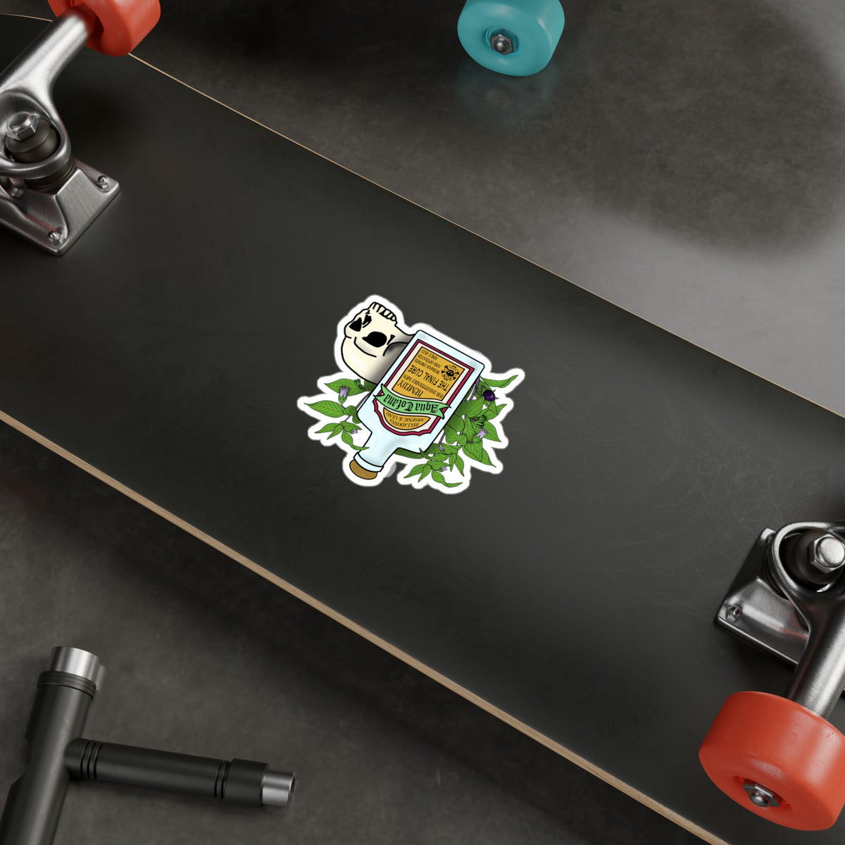 Herbal Aqua Tofana Tonic Bottle Sticker  Skull & Belladonna Kiss-Cut Vinyl Decal