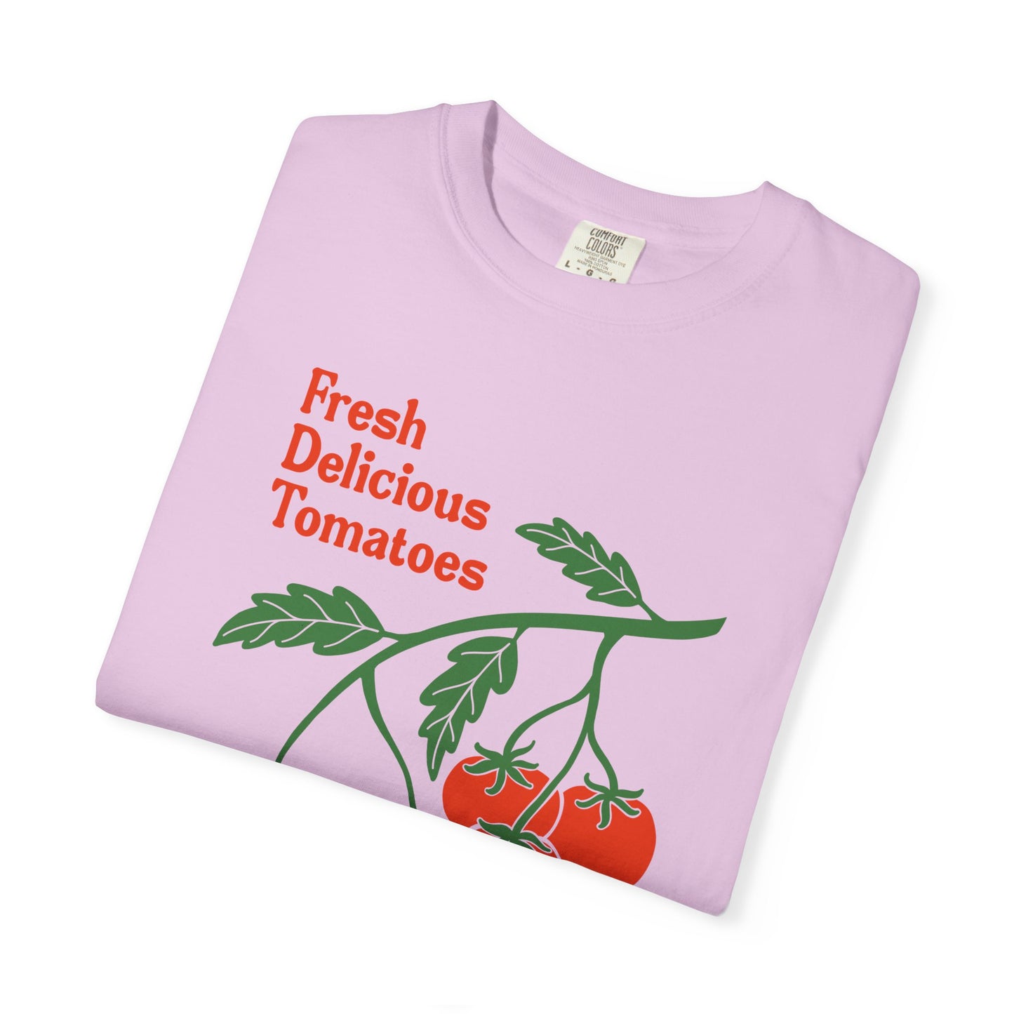 Fresh Delicious Tomatoes T-Shirt | Tomato Vine Illustration, Red Green Produce Tee FDT