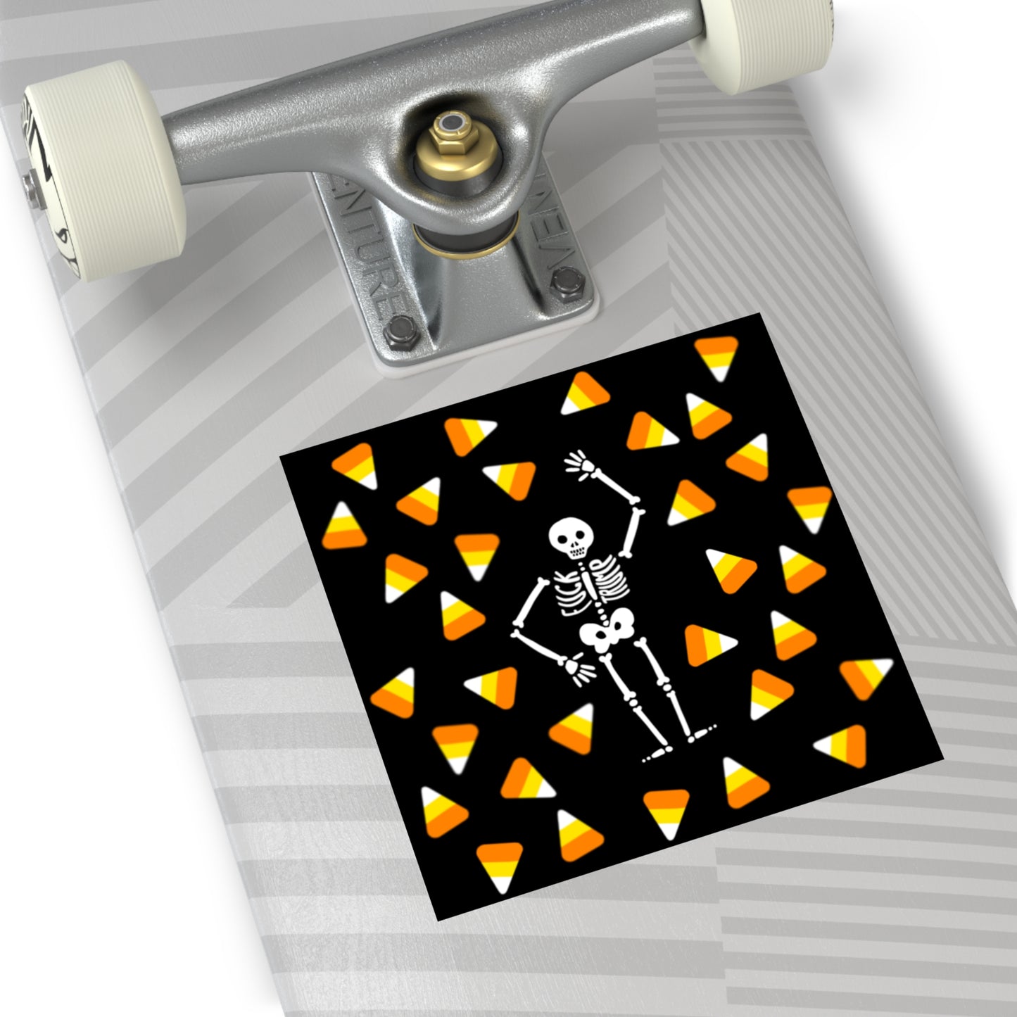 Halloween Candy Corn Square Vinyl Sticker FDT Dancing Skeleton Design
