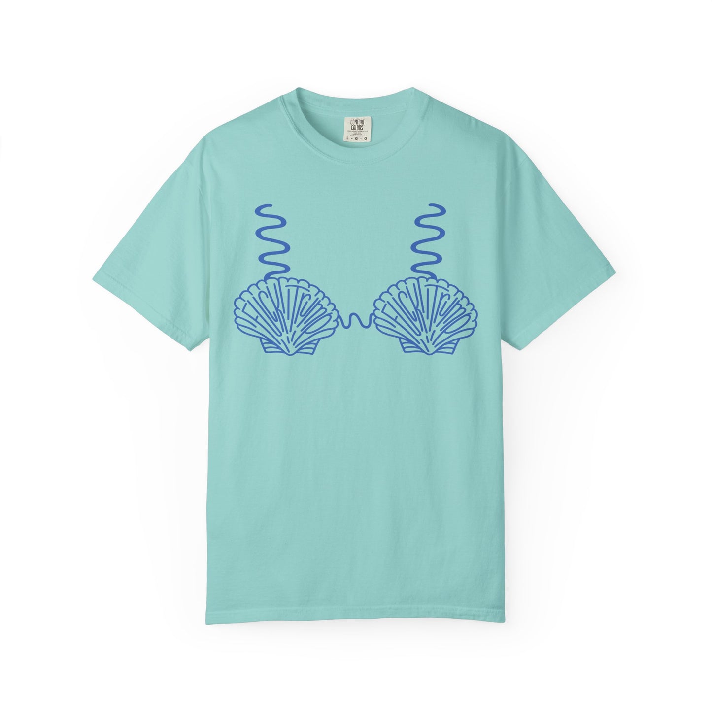 Slighly Subtle Seashell Bikini Line Art T-Shirt | Beachy Mermaid Shells Graphic Tee FDT