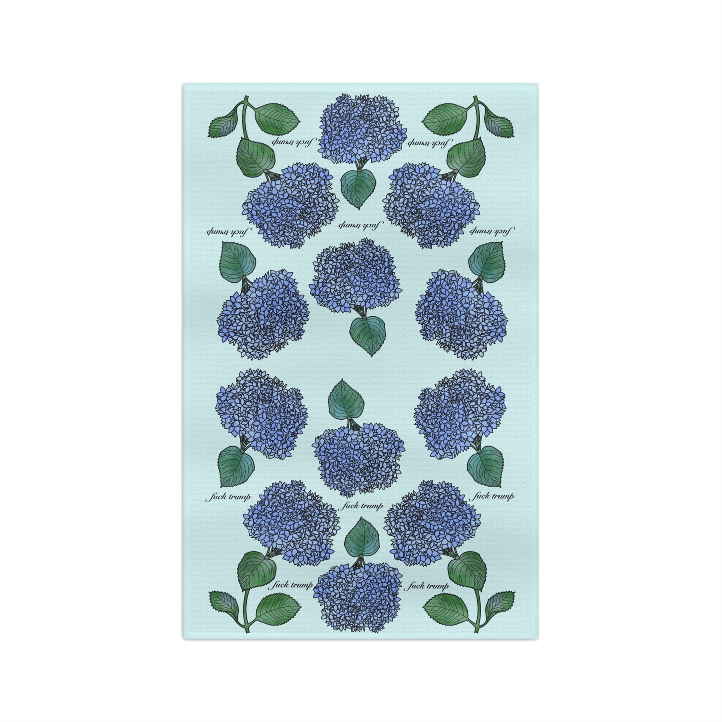 Hydrangea Blue Microfiber Tea Towel FDT Floral Kitchen Towel with "fresh snip" Script