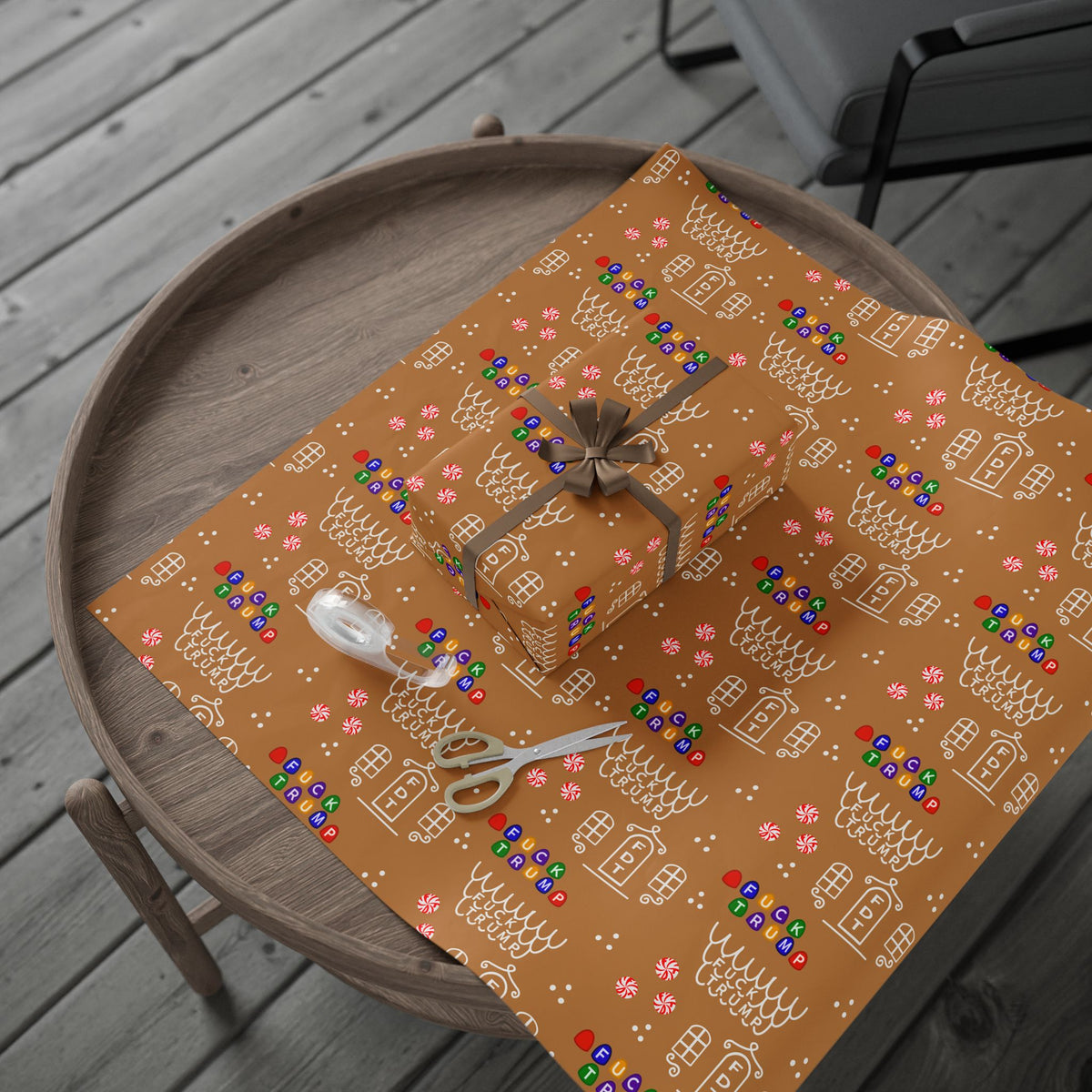 Slightly Subtle Gingerbread House FDT Pattern Wrapping Paper | Holiday Gift Wrap