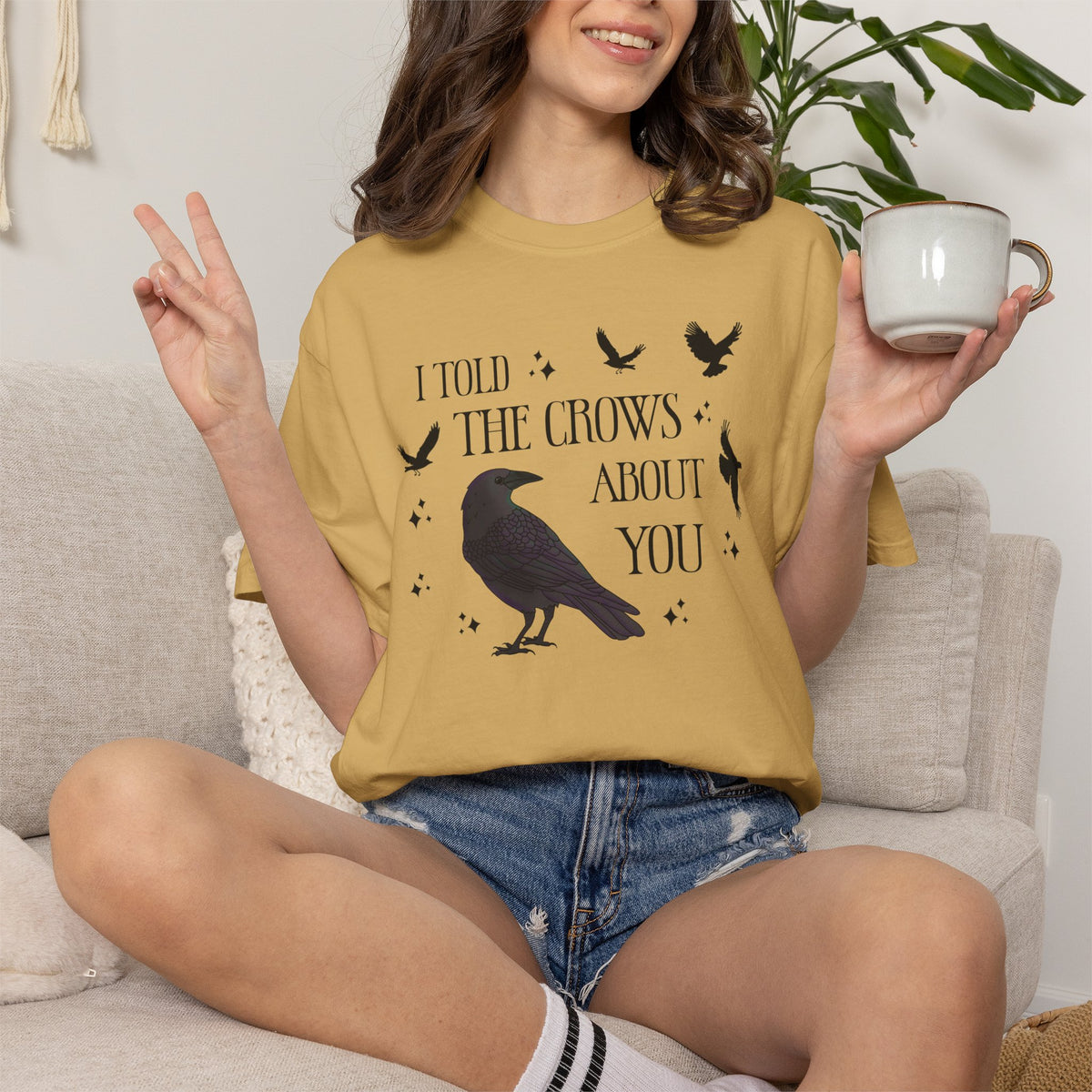 I Told The Crows About You Witchy Crow Raven Graphic Tee