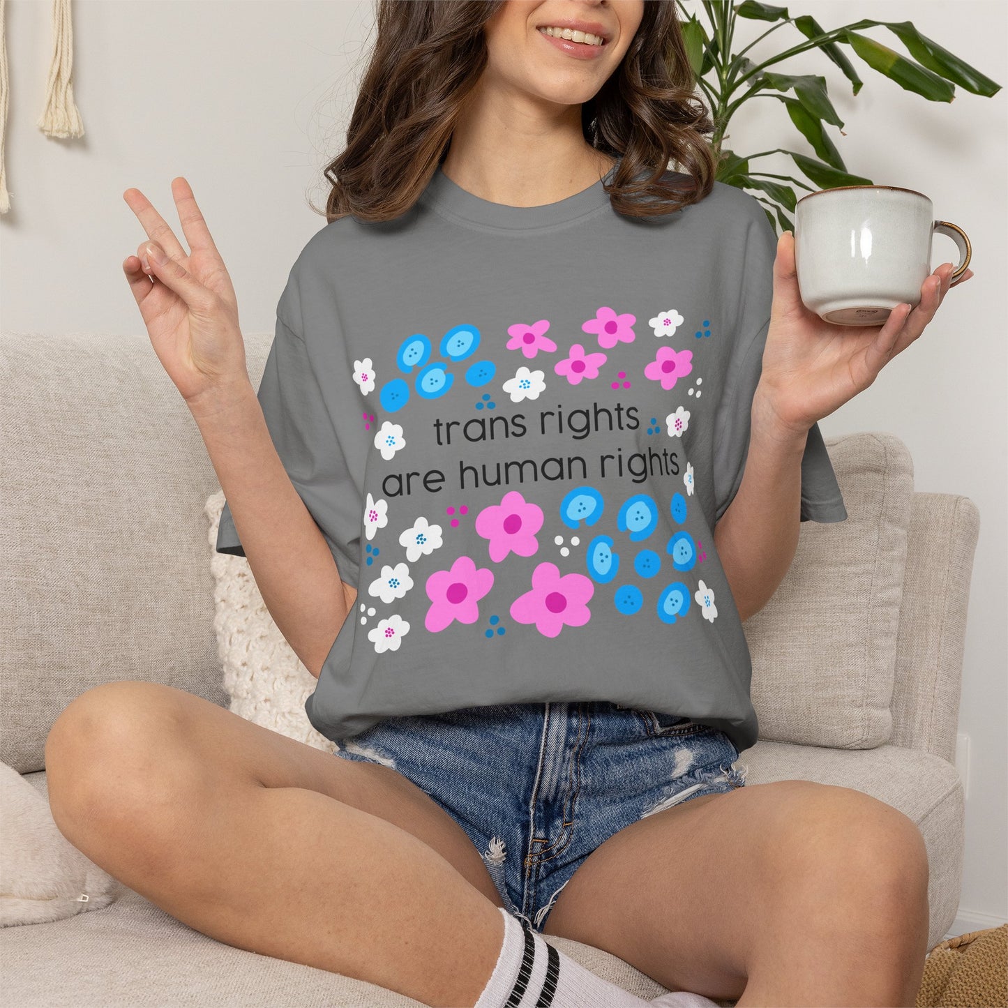 trans rights are human rights T-shirt | floral trans pride design
