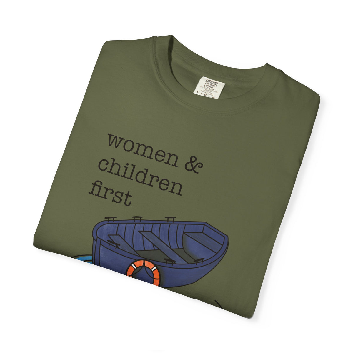 Lifeboat Matriarchy Women & Children First Nautical Boat Graphic T-Shirt