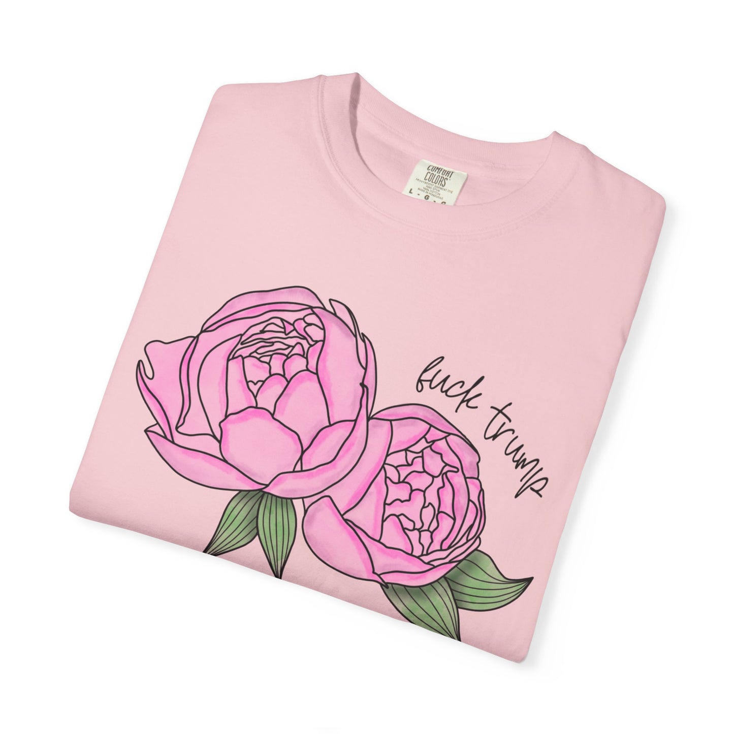 Slightly Subtle Pink Peony Floral Illustration T-shirt | Hand-drawn Blooms FDT