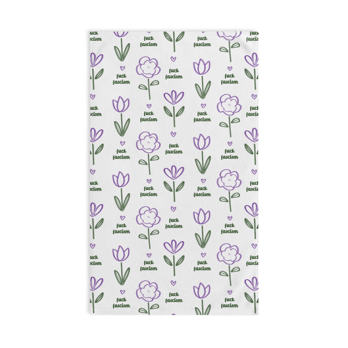 Slightly Subtle Purple Floral Pattern Hand Towel | Tulip and Poppy Printed Towel