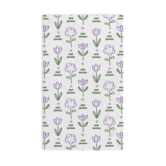Slightly Subtle Purple Floral Pattern Hand Towel | Tulip and Poppy Printed Towel