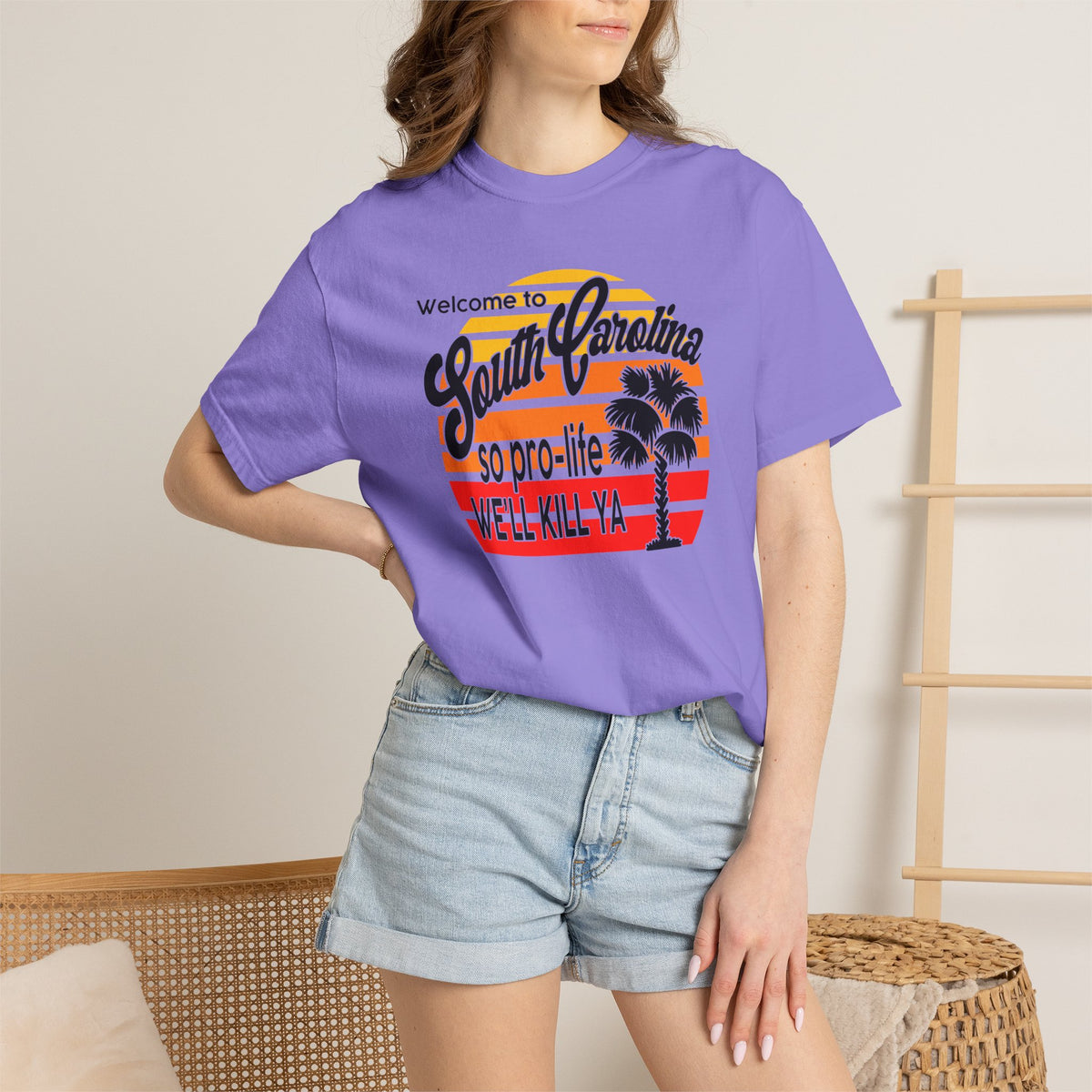 South Carolina Political Dark Humor Abortion Sunset T-Shirt Welcome to South Carolina Graphic Tee