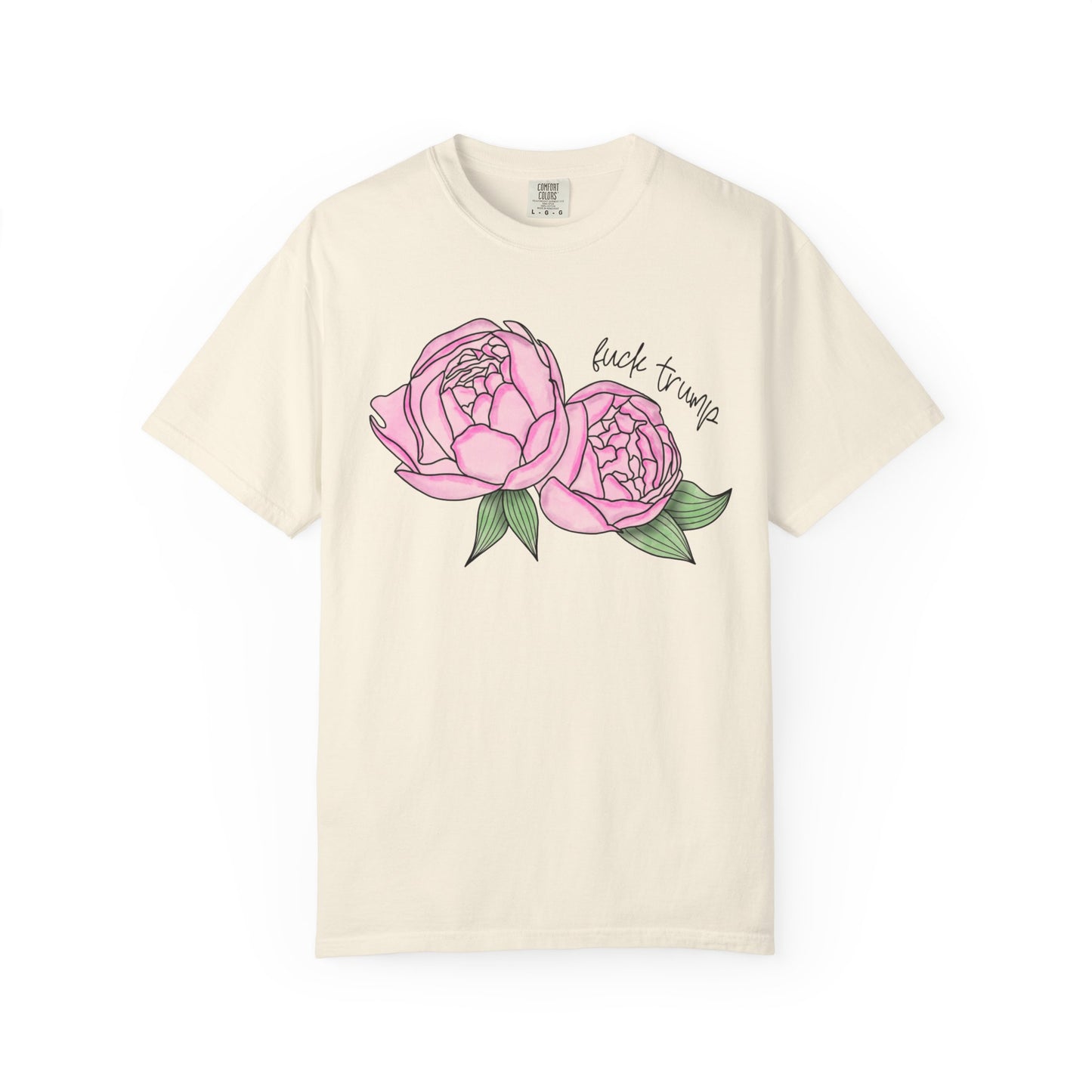 Slightly Subtle Pink Peony Floral Illustration T-shirt | Hand-drawn Blooms FDT