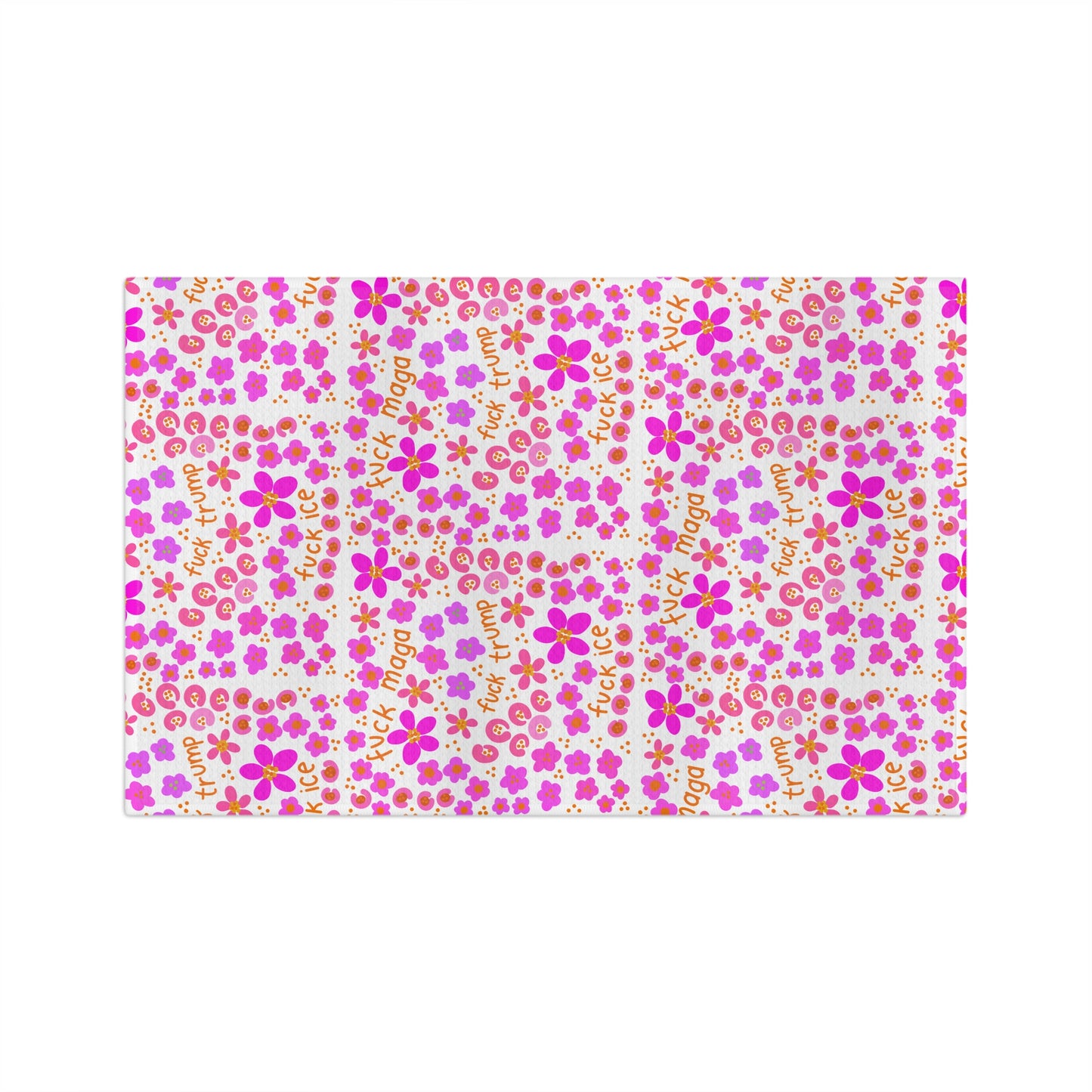 Slightly Subtle Floral Pattern Microfiber Tea Towel | Pink Flower Protest Art