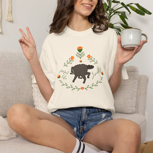 Perfect like Jimothy Floral T-Shirt — Racoon Proud Rustic Graphic Tee
