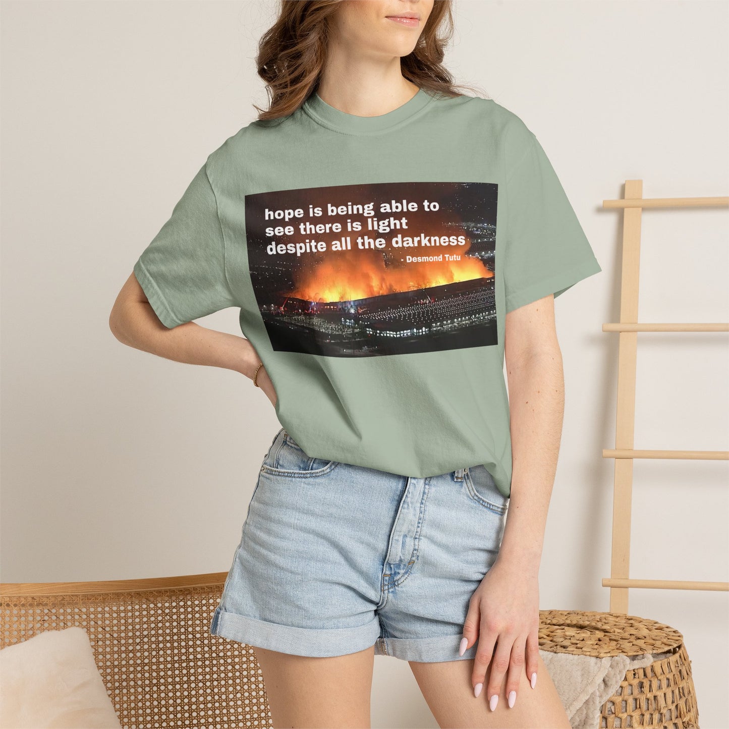 Hope is Being Able to See There is Light Fire T-Shirt | Inspirational Quote Tee Warehouse