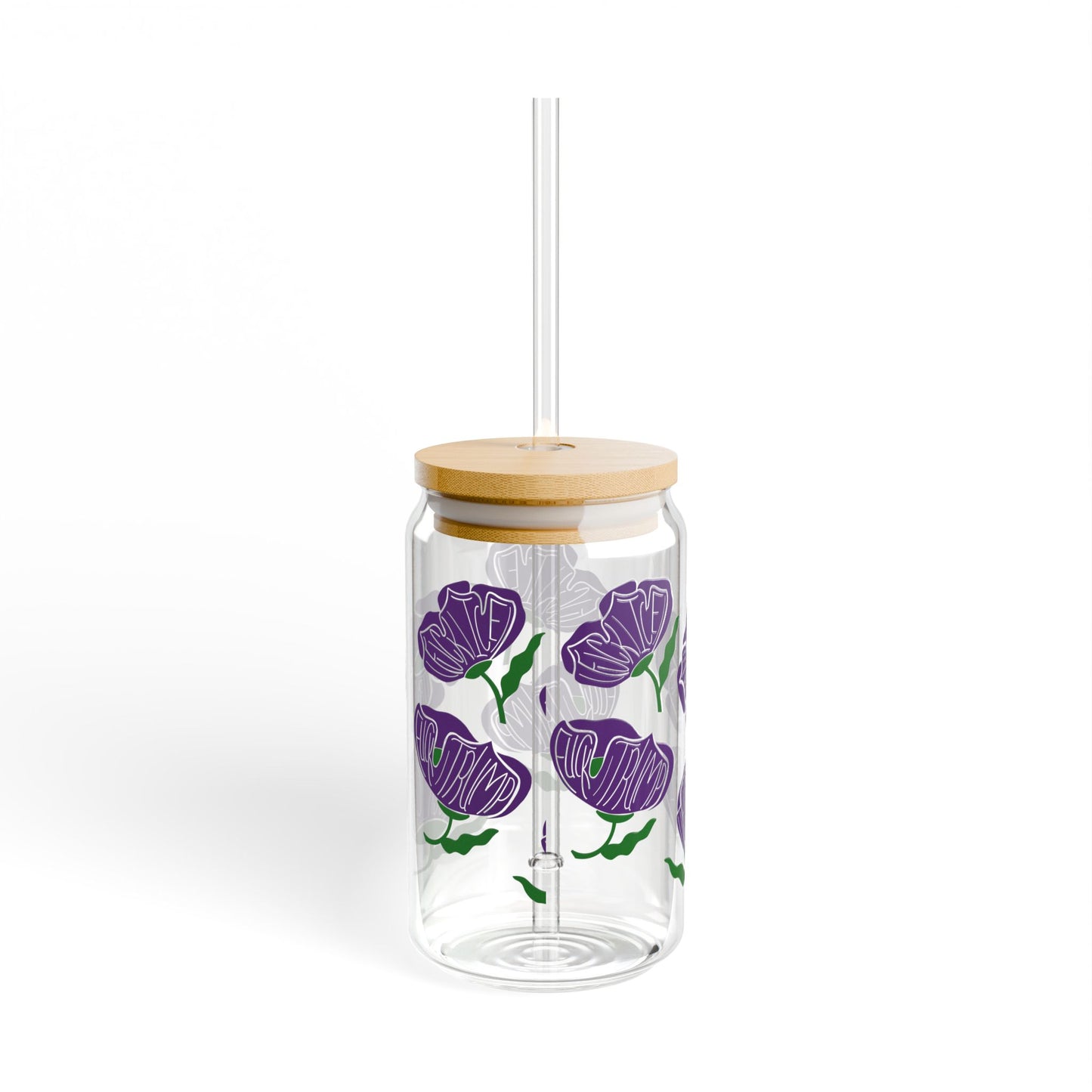 Slightly Subtle Purple Poppy Floral Sipper Glass | 16oz FDT