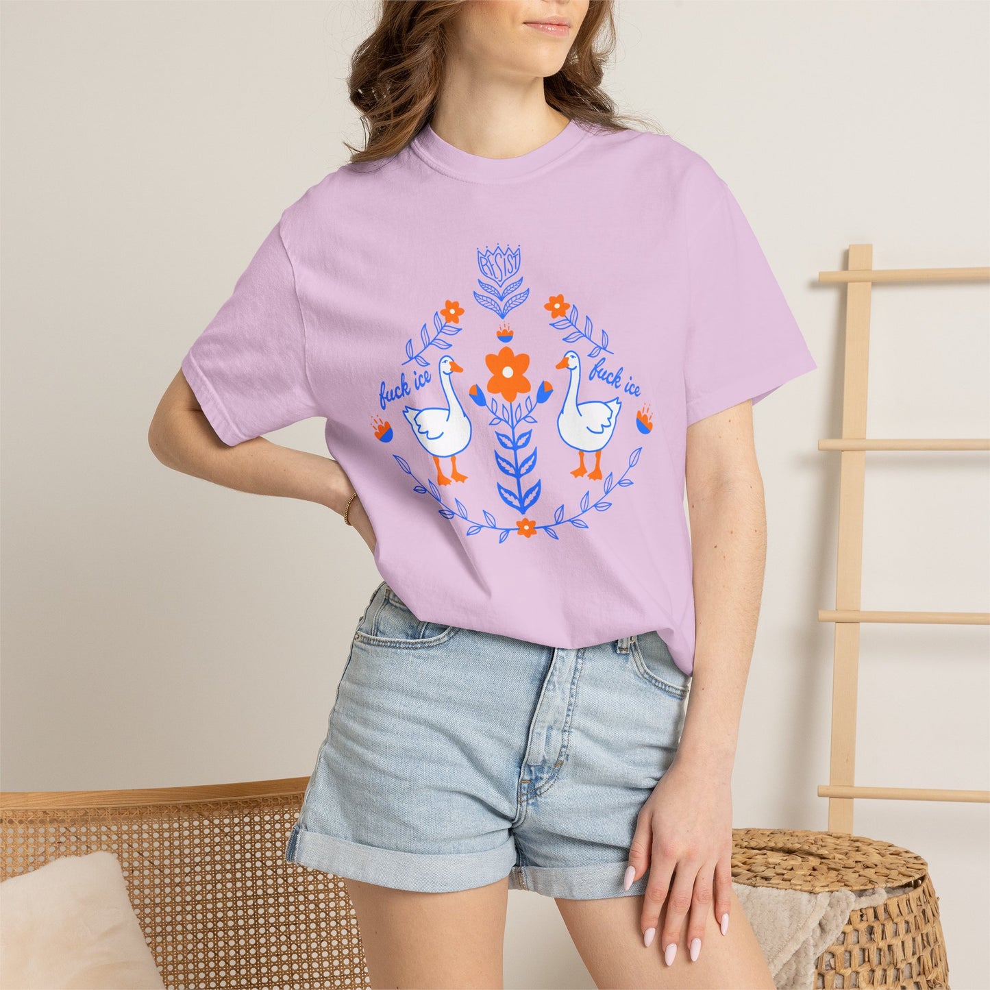 Folksy Silly Goose Tee —  F Ice Resist Floral Graphic T-Shirt