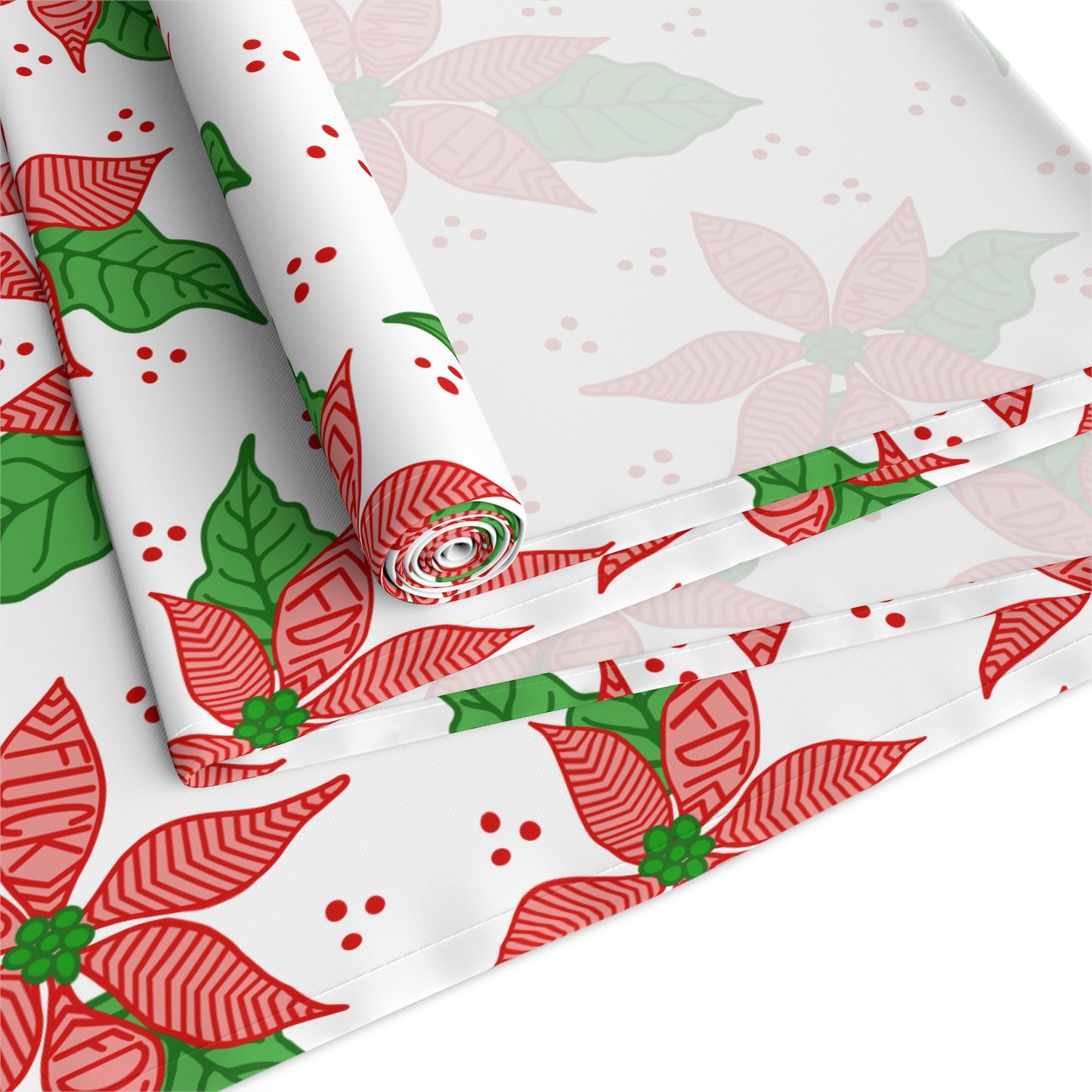 Slightly Subtle Poinsettia Table Runner, Festive FDT Holiday Christmas Decor Table Kitchen Setting