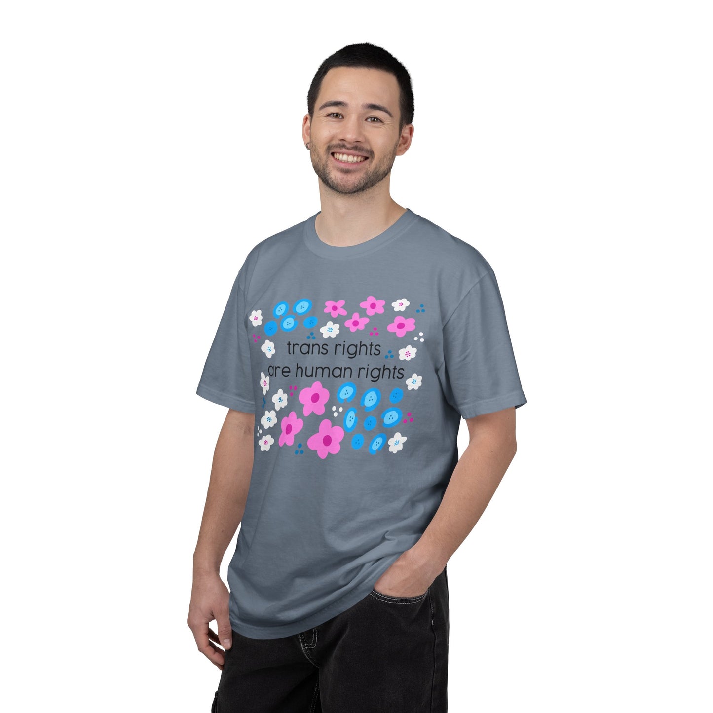trans rights are human rights T-shirt | floral trans pride design