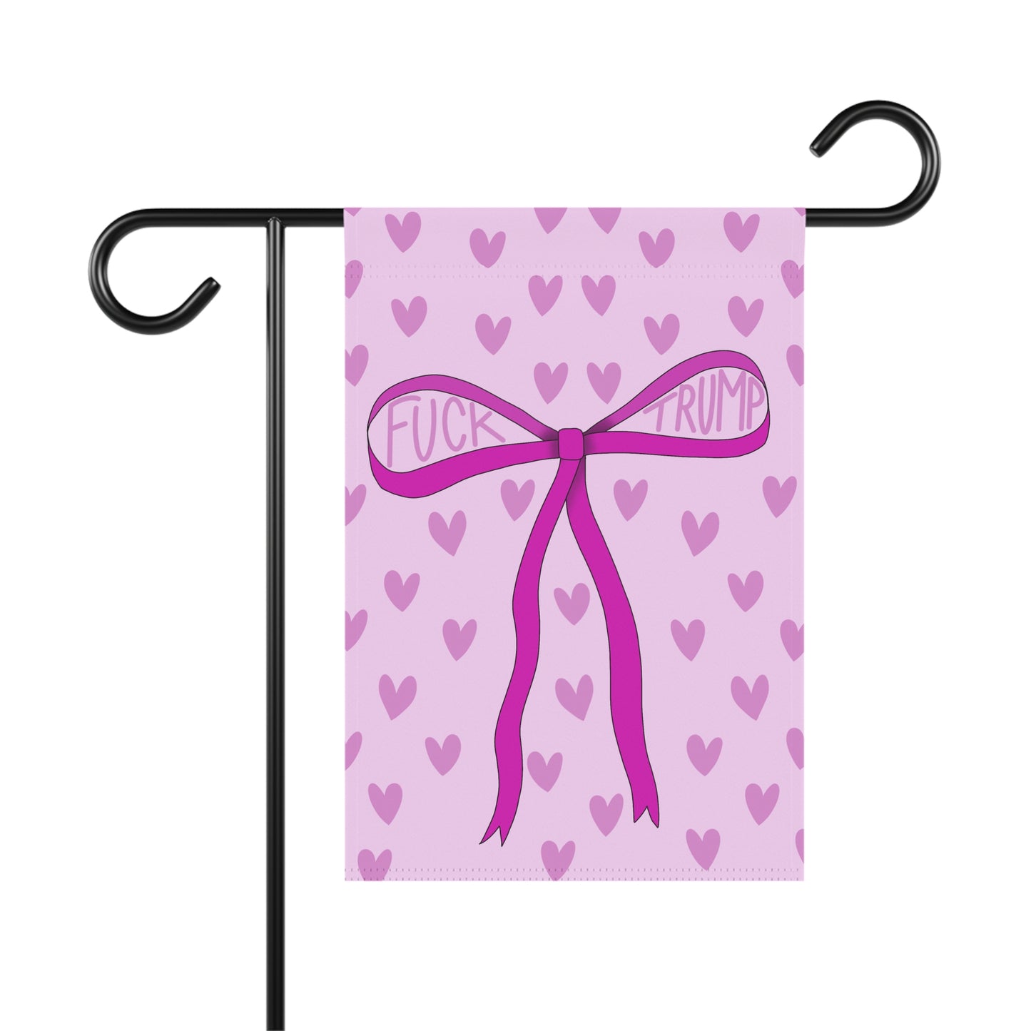 Slightly Subtle Pink Heart Bow Garden & House Banner | Political Yard Flag