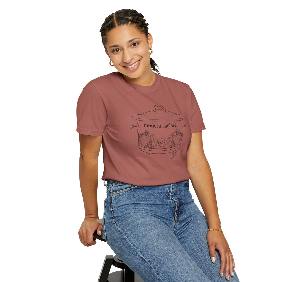 Modern Cauldron Illustrated Cauldron Floral Crockpot Graphic Tee