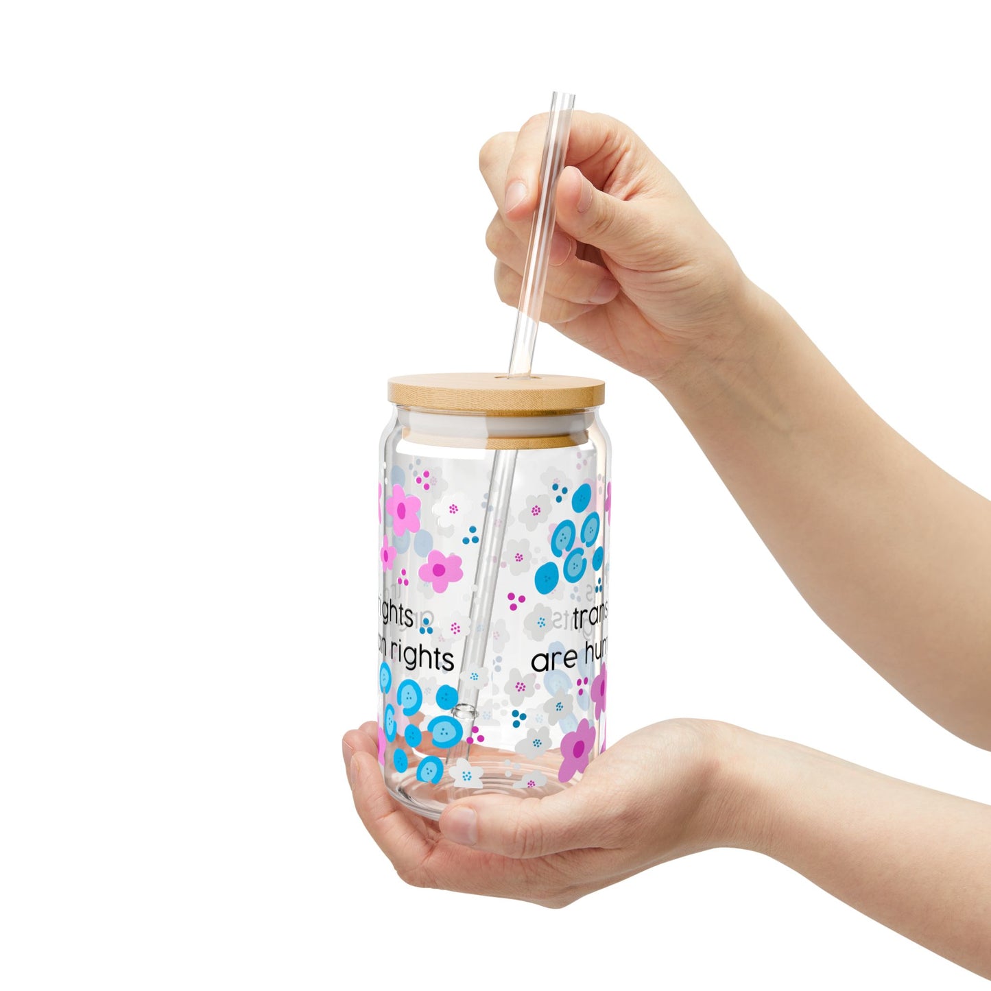 Trans Rights Are Human Rights Sipper Glass Can