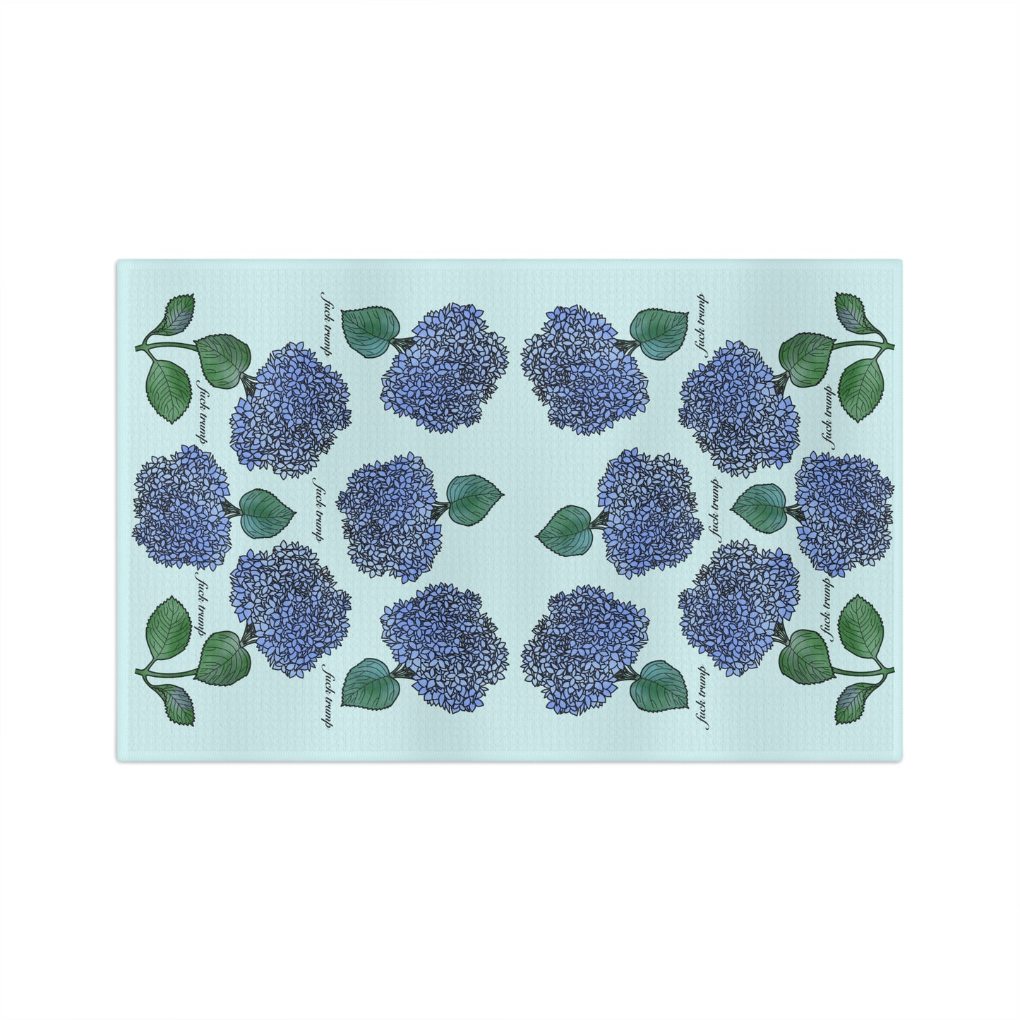 Hydrangea Blue Microfiber Tea Towel FDT Floral Kitchen Towel with "fresh snip" Script