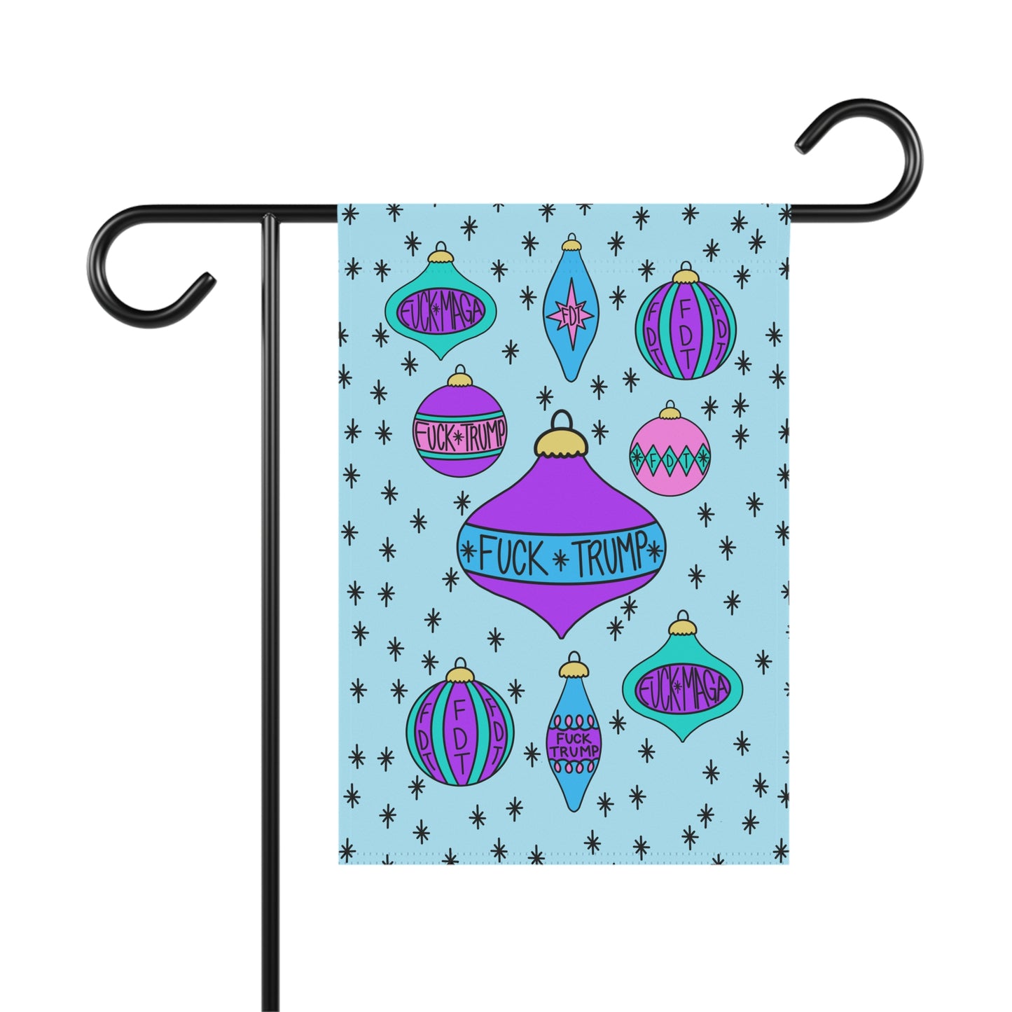 Slightly Subtle Holiday Ornament Garden Flag, FDT Christmas Yard Banner, Outdoor Home Decor, Holiday Party Decor Gift, Statement Garden Art