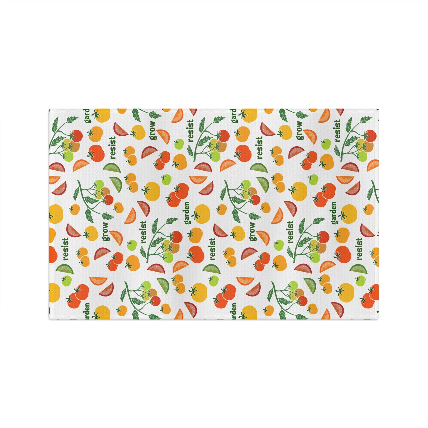 Grow Resist Garden Tomato Pattern Tea Towel Waffle Weave Microfiber