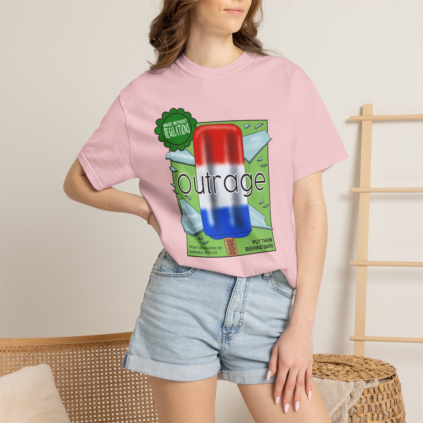 Outrage Glass Popsicle Graphic T-Shirt Patriot Pop Art Tee