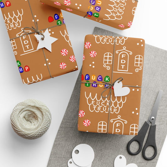 Slightly Subtle Gingerbread House FDT Pattern Wrapping Paper | Holiday Gift Wrap