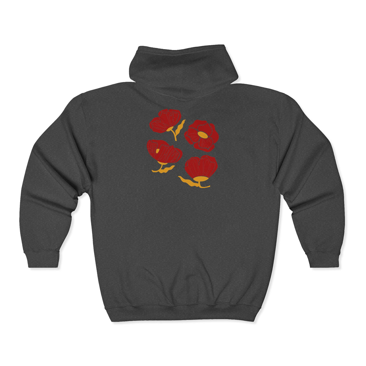 Slightly Subtle Red Poppy Floral design Zip Hoodie | Poppy Flowers jacket