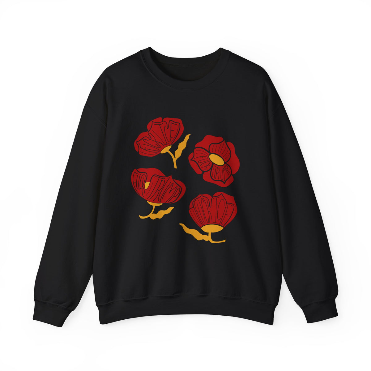 Slightly Subtle Red Poppy Floral Illustration Sweatshirt | Hand-Drawn Blooms, Minimal Botanical FDT