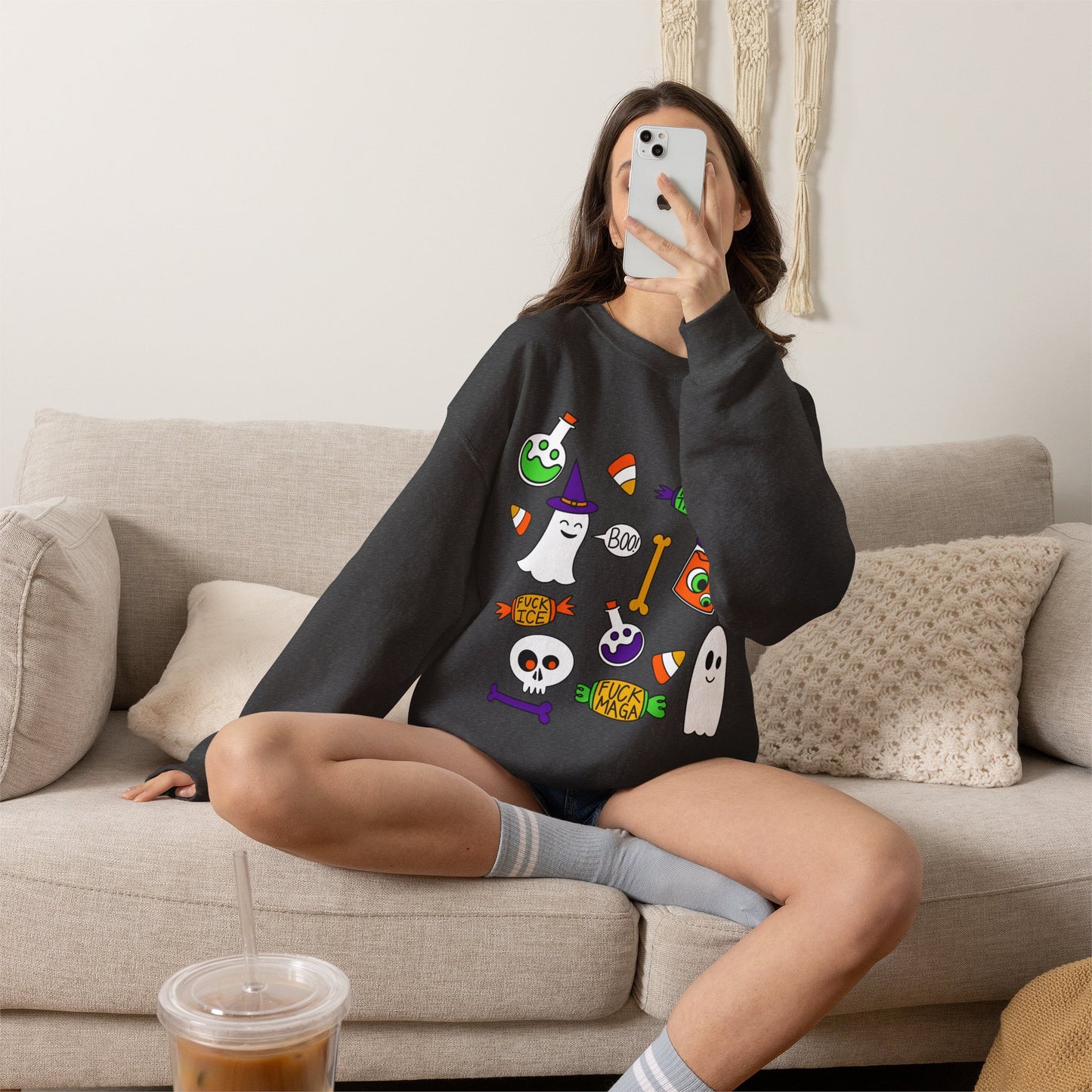 Halloween Candy Ghosts Crewneck Sweatshirt — Cute Spooky Graphic