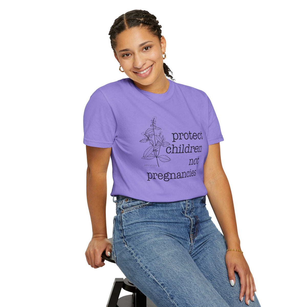 Pennyroyal T-Shirt "Protect Children Not Pregnancies" Floral Feminist Advocacy Tee