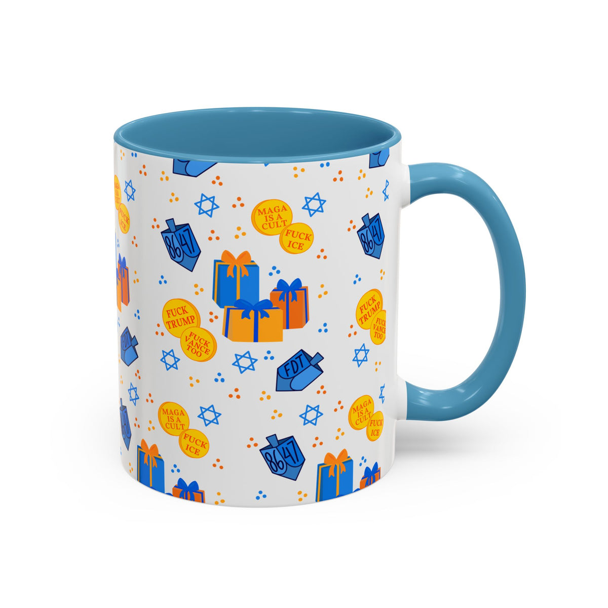 Hanukkah Gift Coffee Mug – Happy Hanukkah Dreidel Gelt Gifts FDT Mug
