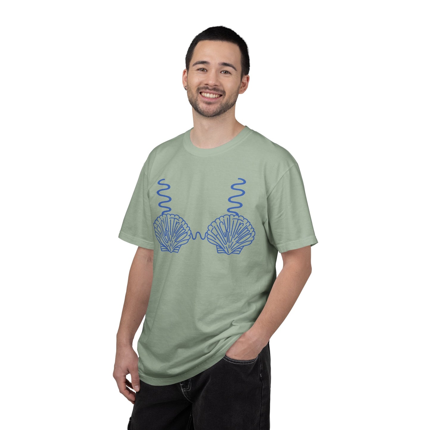 Slighly Subtle Seashell Bikini Line Art T-Shirt | Beachy Mermaid Shells Graphic Tee FDT