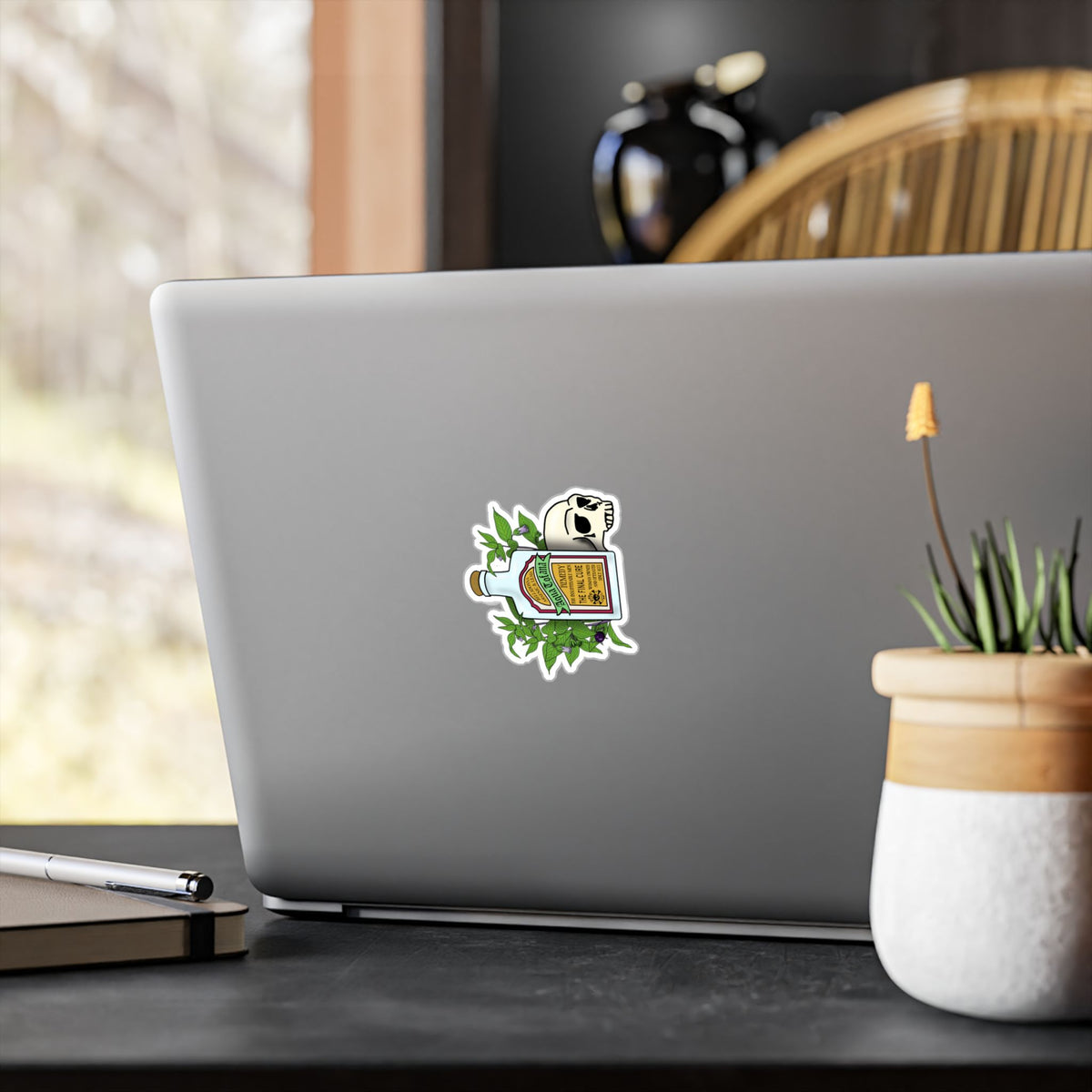 Herbal Aqua Tofana Tonic Bottle Sticker  Skull & Belladonna Kiss-Cut Vinyl Decal