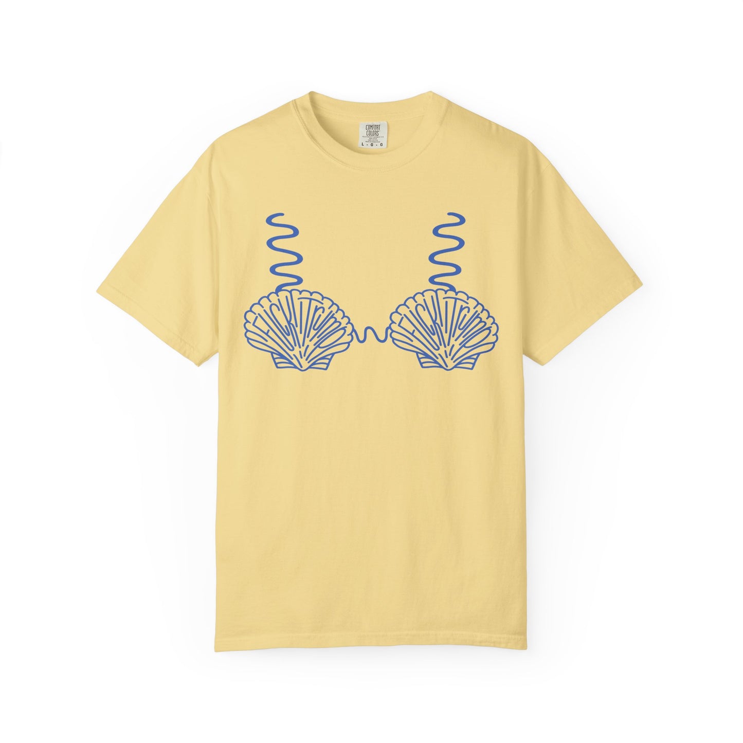 Slighly Subtle Seashell Bikini Line Art T-Shirt | Beachy Mermaid Shells Graphic Tee FDT