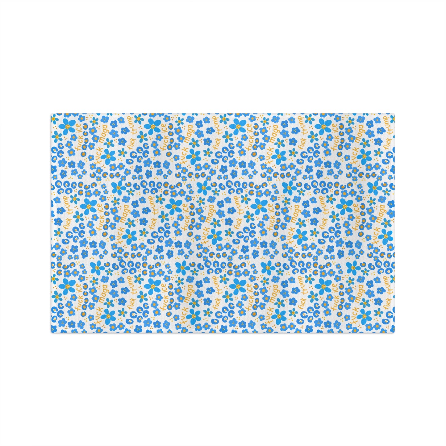 Slightly Subtle Ditsy Blue Floral Microfiber Tea Towel | Small Country Flower Pattern
