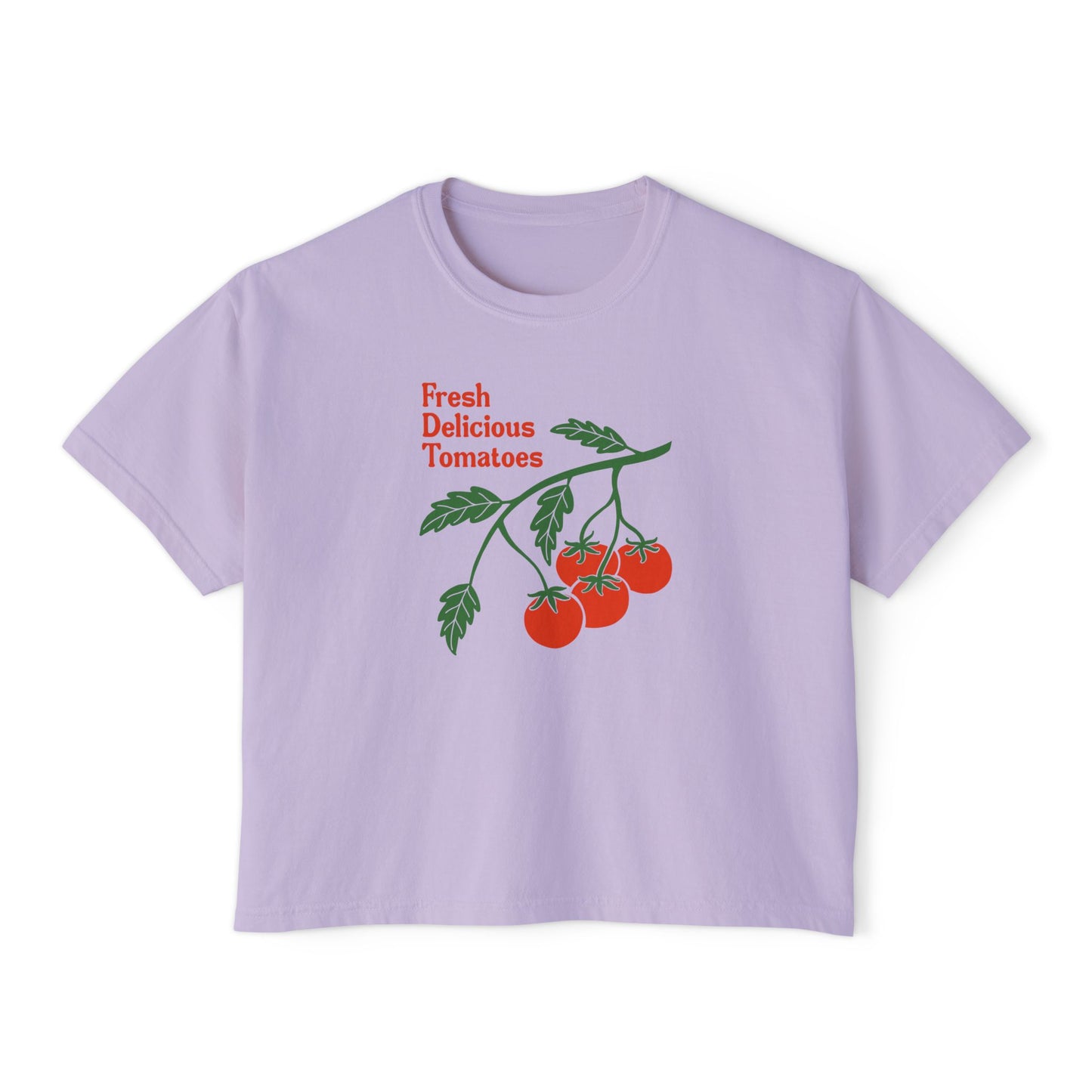 Fresh Delicious Tomatoes CROP Tee | Tomato Vine Illustration, Garden Produce Shirt Comfort Colors Boxy Crop