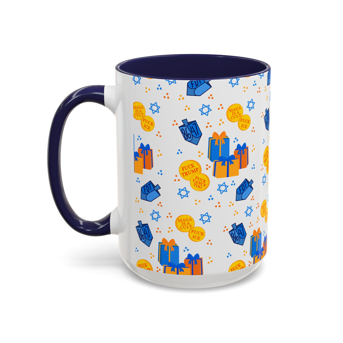 Hanukkah Gift Coffee Mug – Happy Hanukkah Dreidel Gelt Gifts FDT Mug