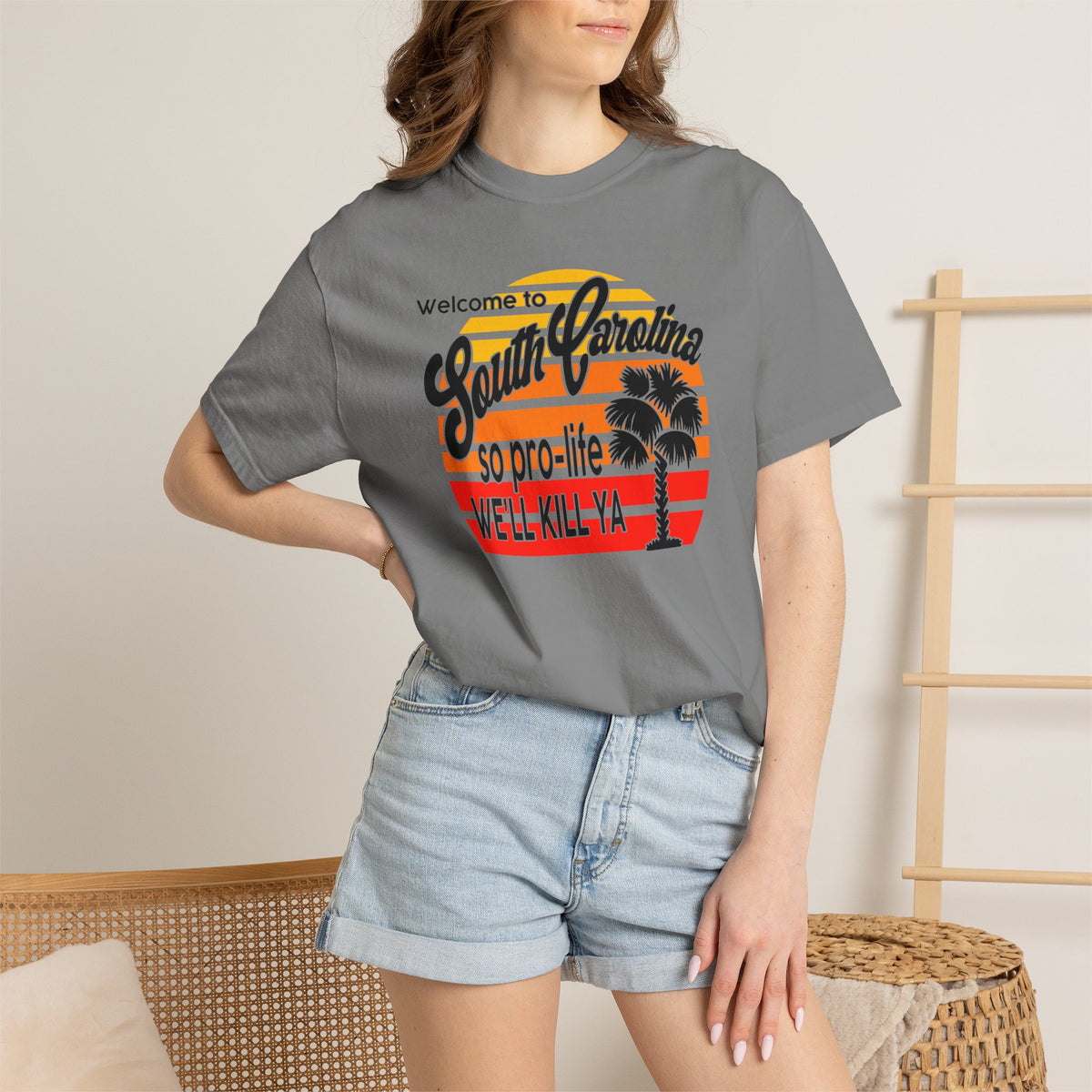 South Carolina Political Dark Humor Abortion Sunset T-Shirt Welcome to South Carolina Graphic Tee