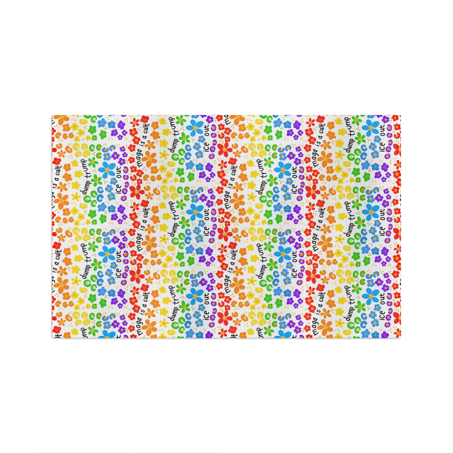 Slightly Subtle Rainbow Floral Pattern Microfiber Tea Towel | Colorful Pride Design