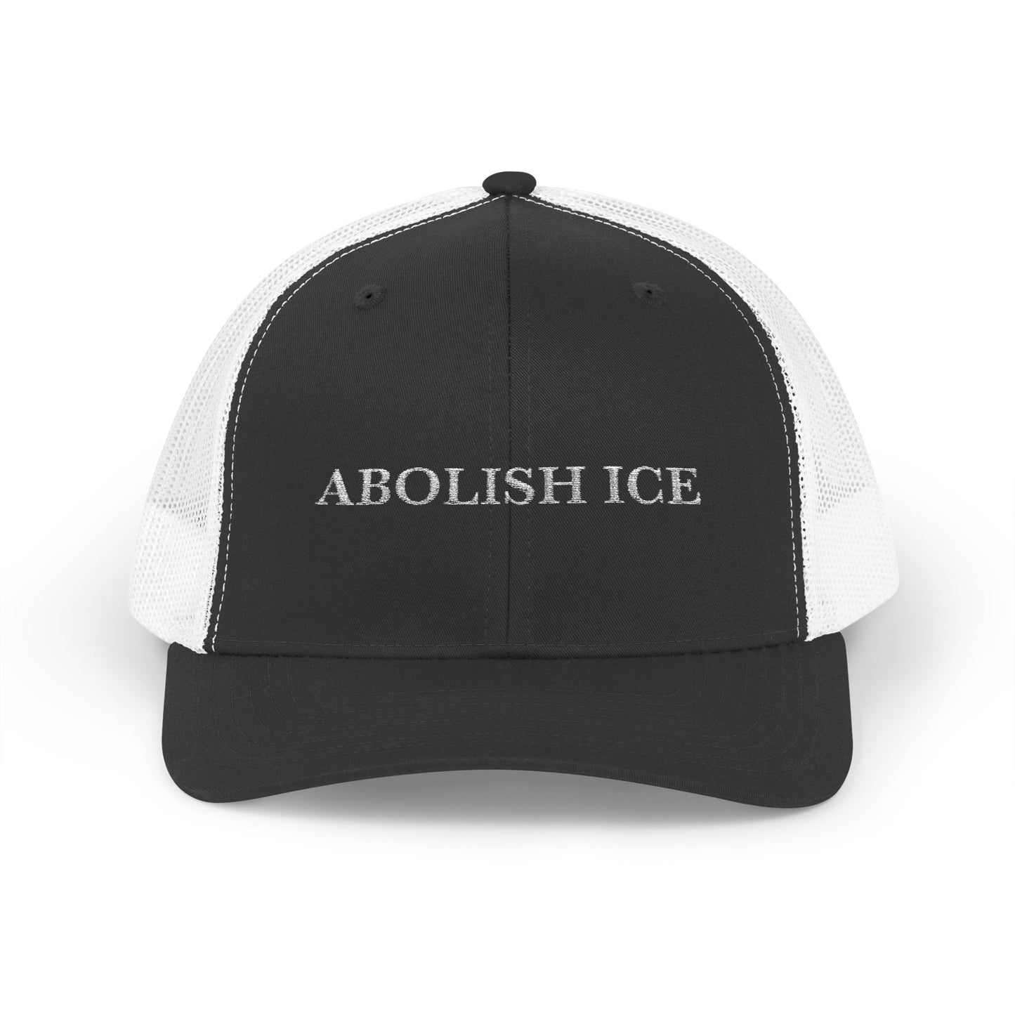 On My Mind Abolish Ice Political Statement Snapback Trucker Cap - Casual, Trendy, Unisex Hat for Activism, Gifts, Everyday Wear, Black and White Design