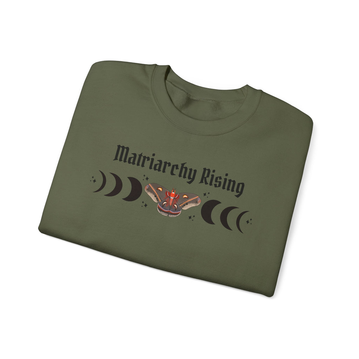 Matriarchy Rising Witchy Moon Phases Moth Crewneck Sweatshirt