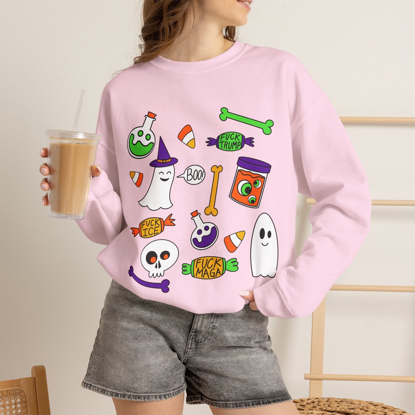 Halloween Candy Ghosts Crewneck Sweatshirt — Cute Spooky Graphic